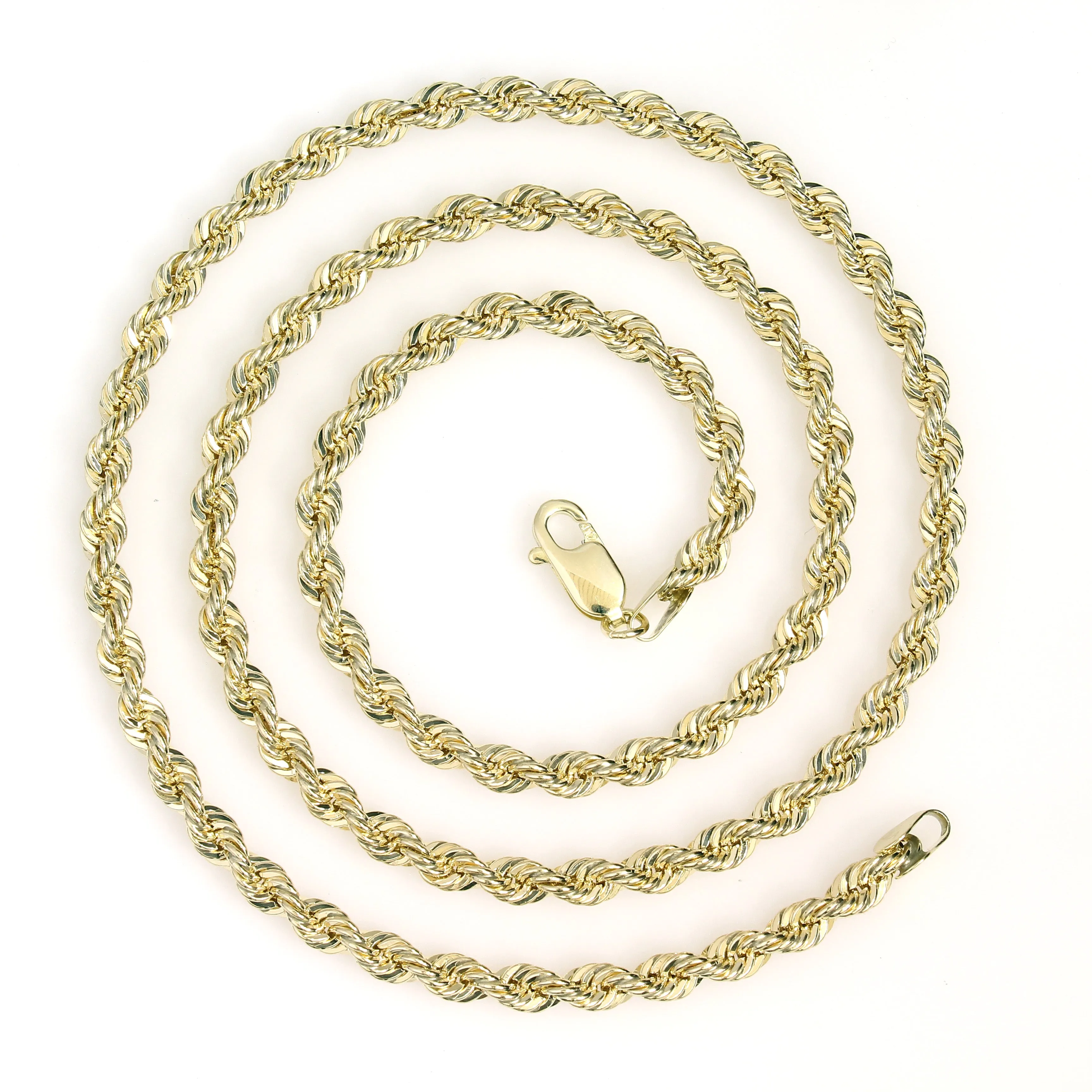 10k 9mm Yellow Gold Light Weight Diamond Cut Rope Chains