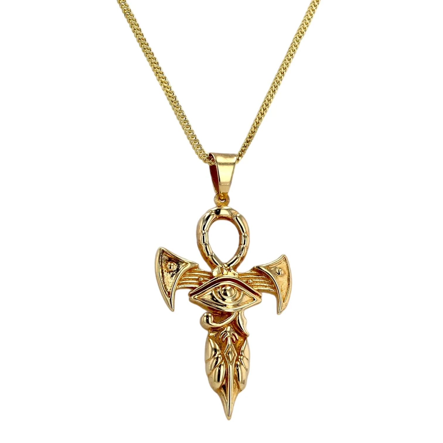 10K yellow gold Egyptian cross necklace