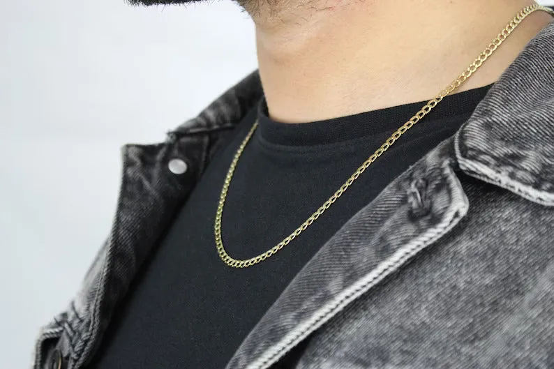 14K Gold Cuban Chain, 14kt Gold Chain