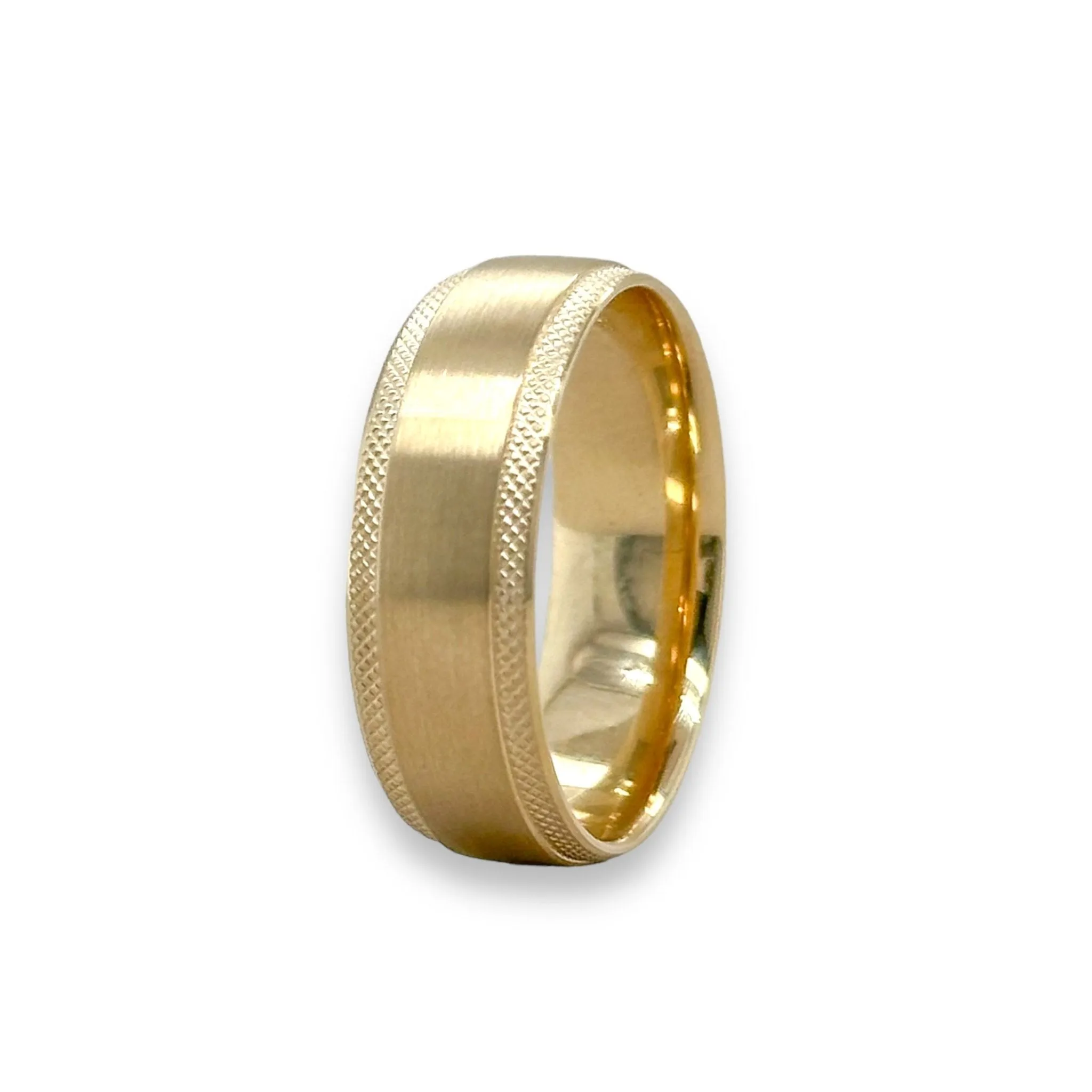 14K Y Gold Milgrain Edge Brushed Finish Wedding Band