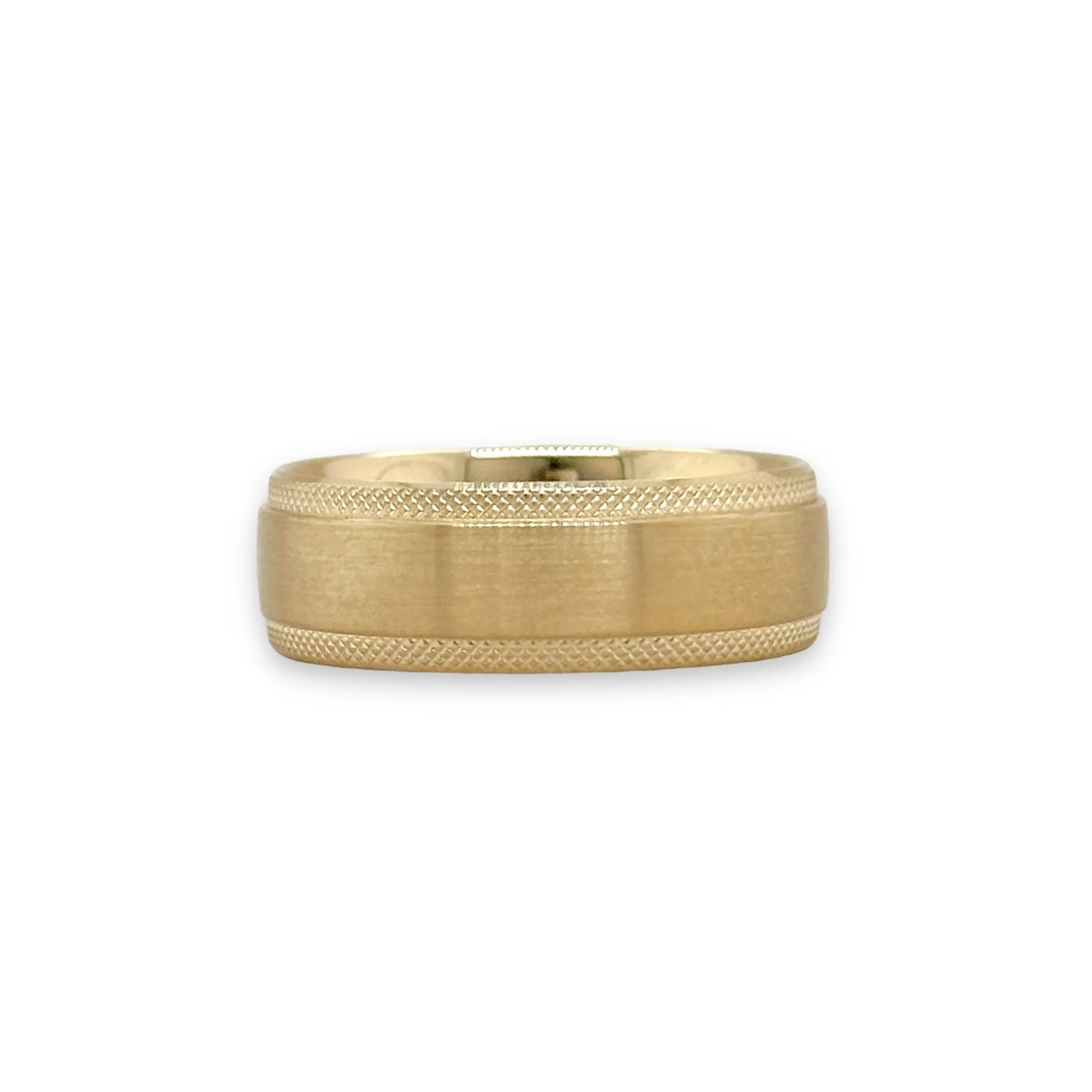 14K Y Gold Milgrain Edge Brushed Finish Wedding Band