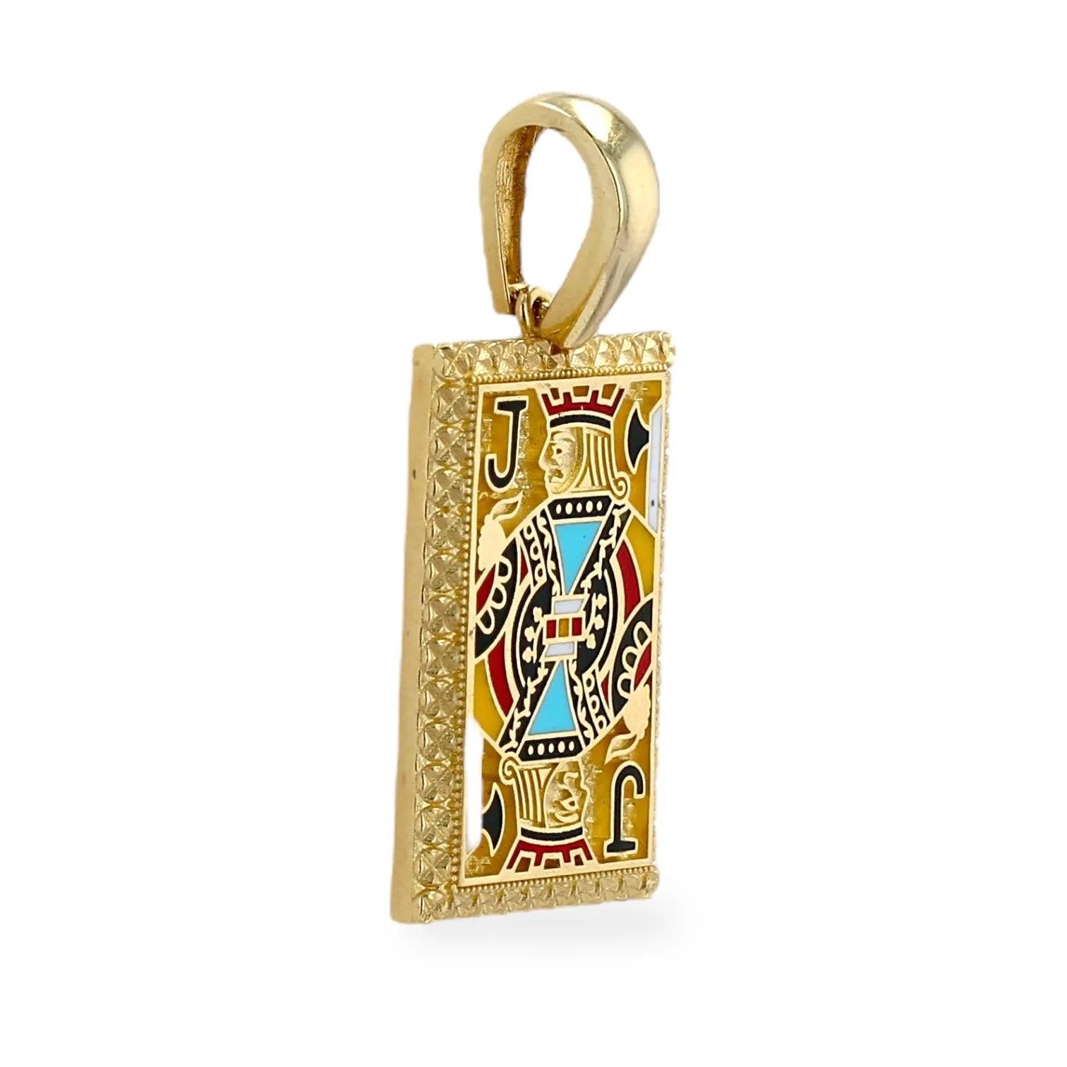 14K yellow gold 3D jack card pendant-224801