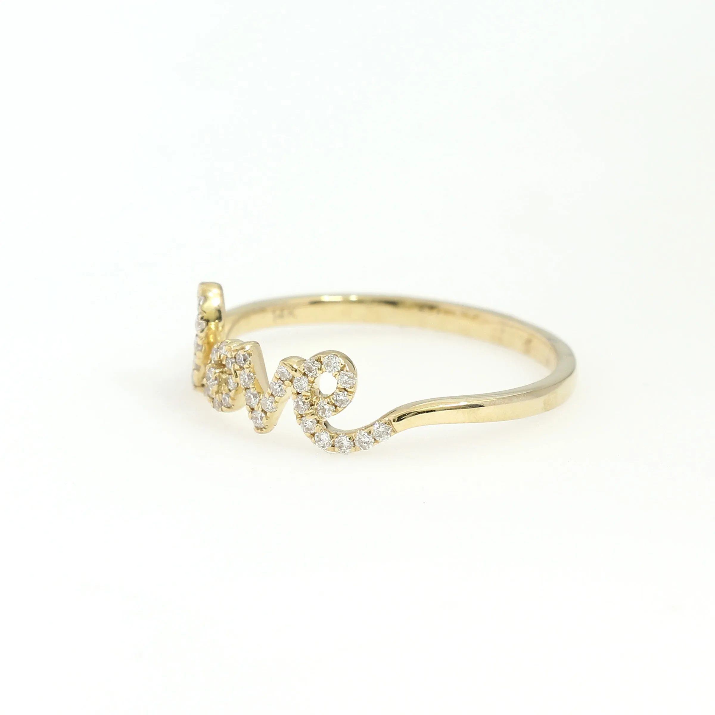 14K Yellow Gold Love Ring 0.16 Ctw