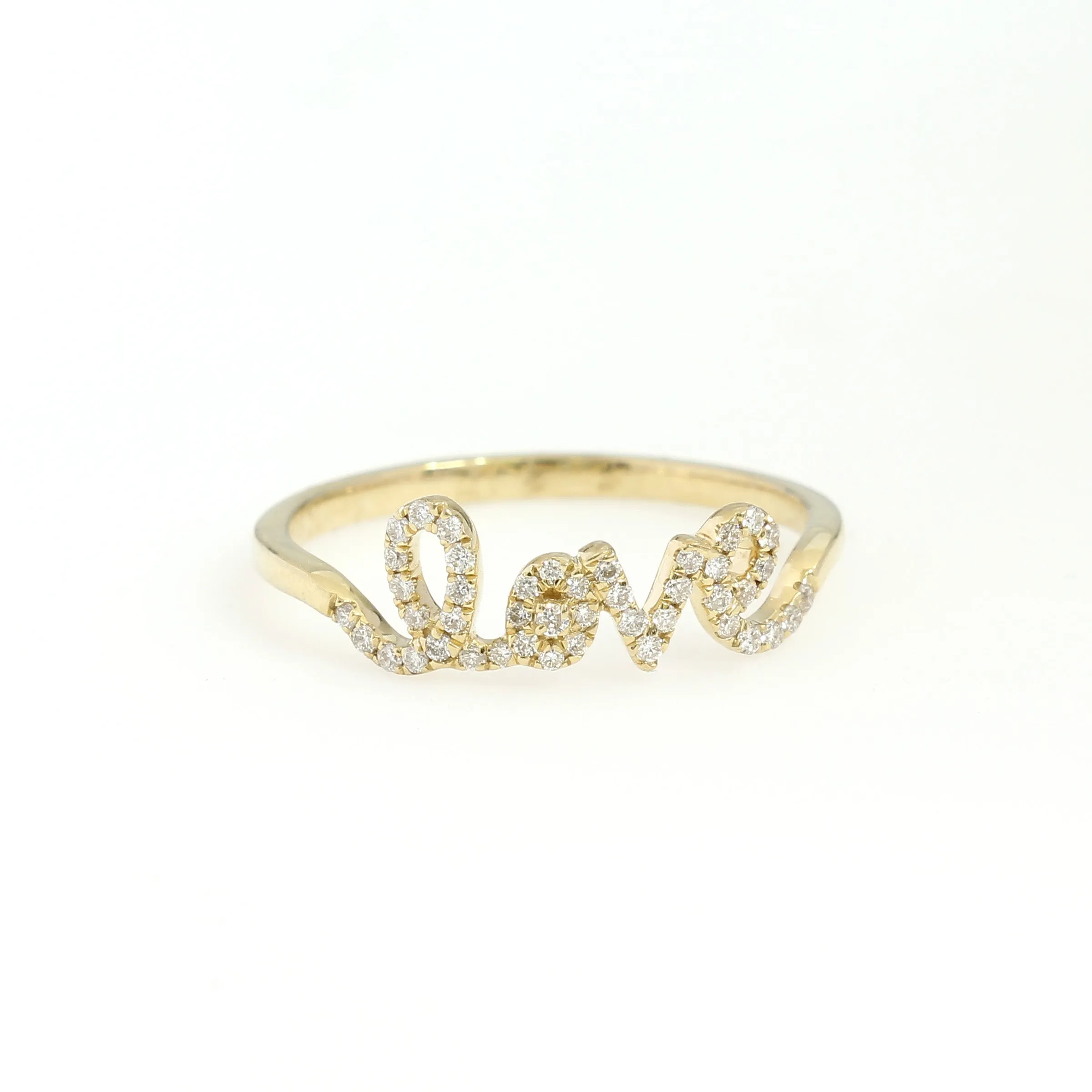 14K Yellow Gold Love Ring 0.16 Ctw