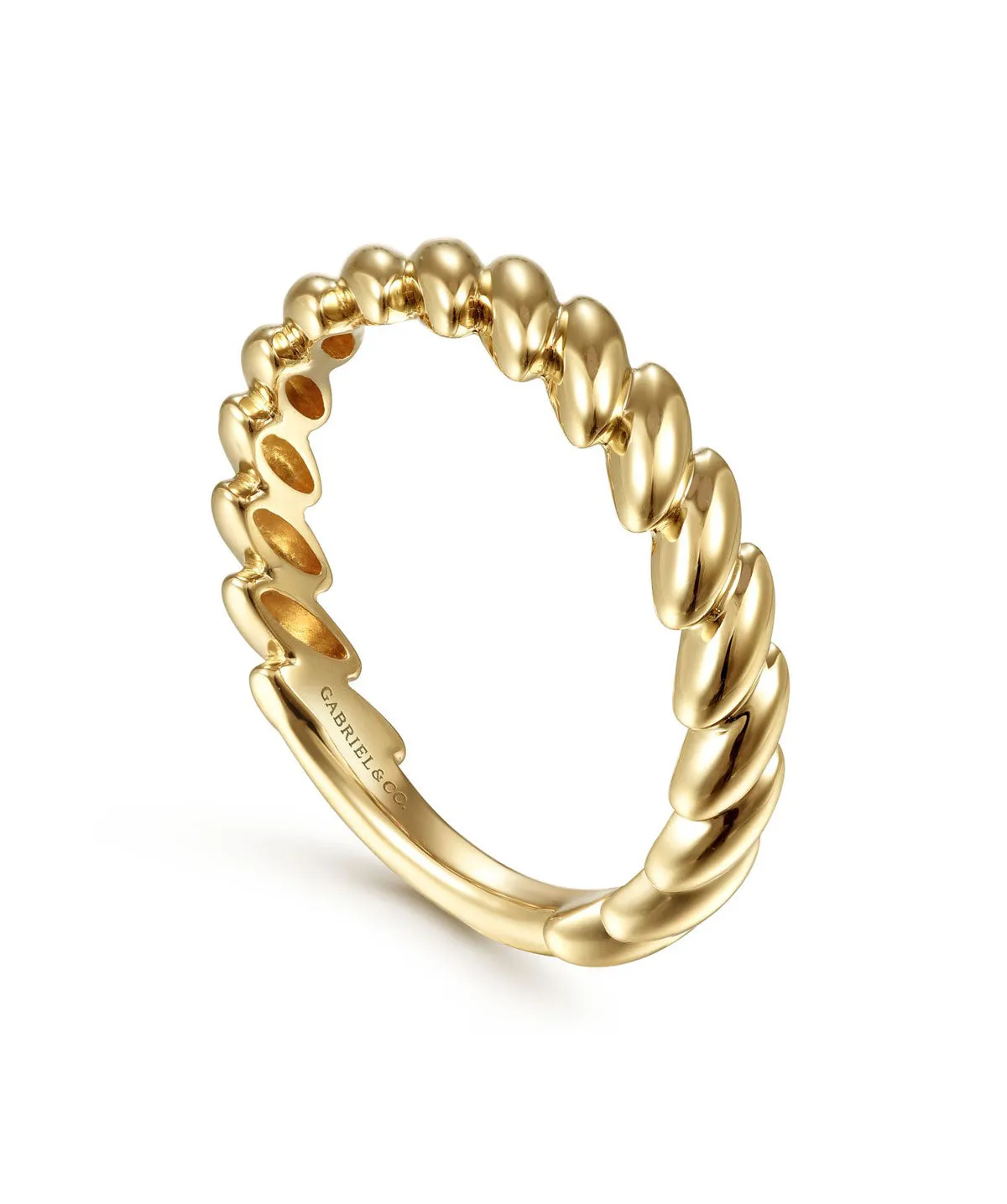 14K Yellow Gold Tilted Leaf Ring