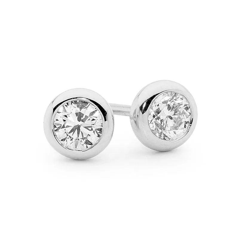 18ct White and Yellow Gold Round Diamond Earrings