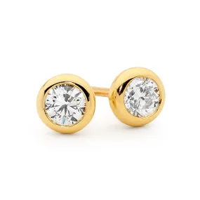 18ct White and Yellow Gold Round Diamond Earrings