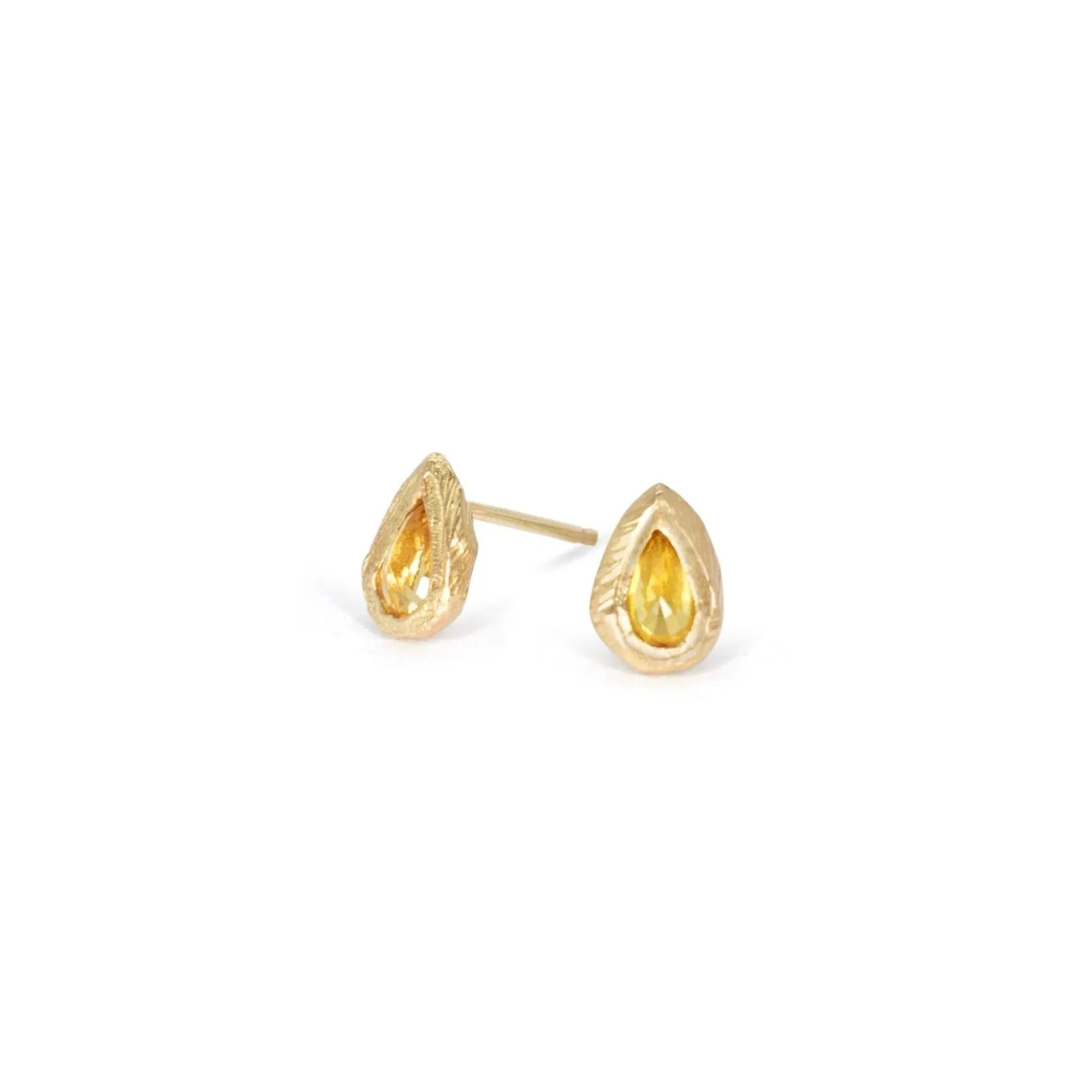 18K Teardrop Studs in Yellow Sapphire