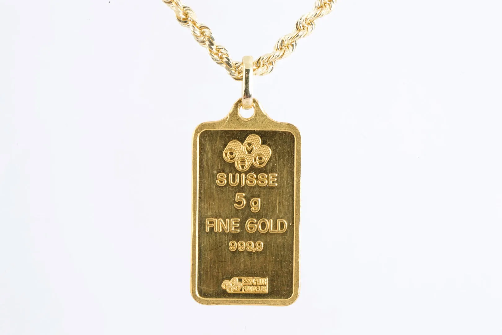 18" 18k & 24k Yellow Gold Credit Suisse Bullion Pendant Necklace (16.90g.)