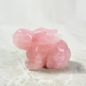 2 Rose Quartz Rabbit Natural Gemstone Carving