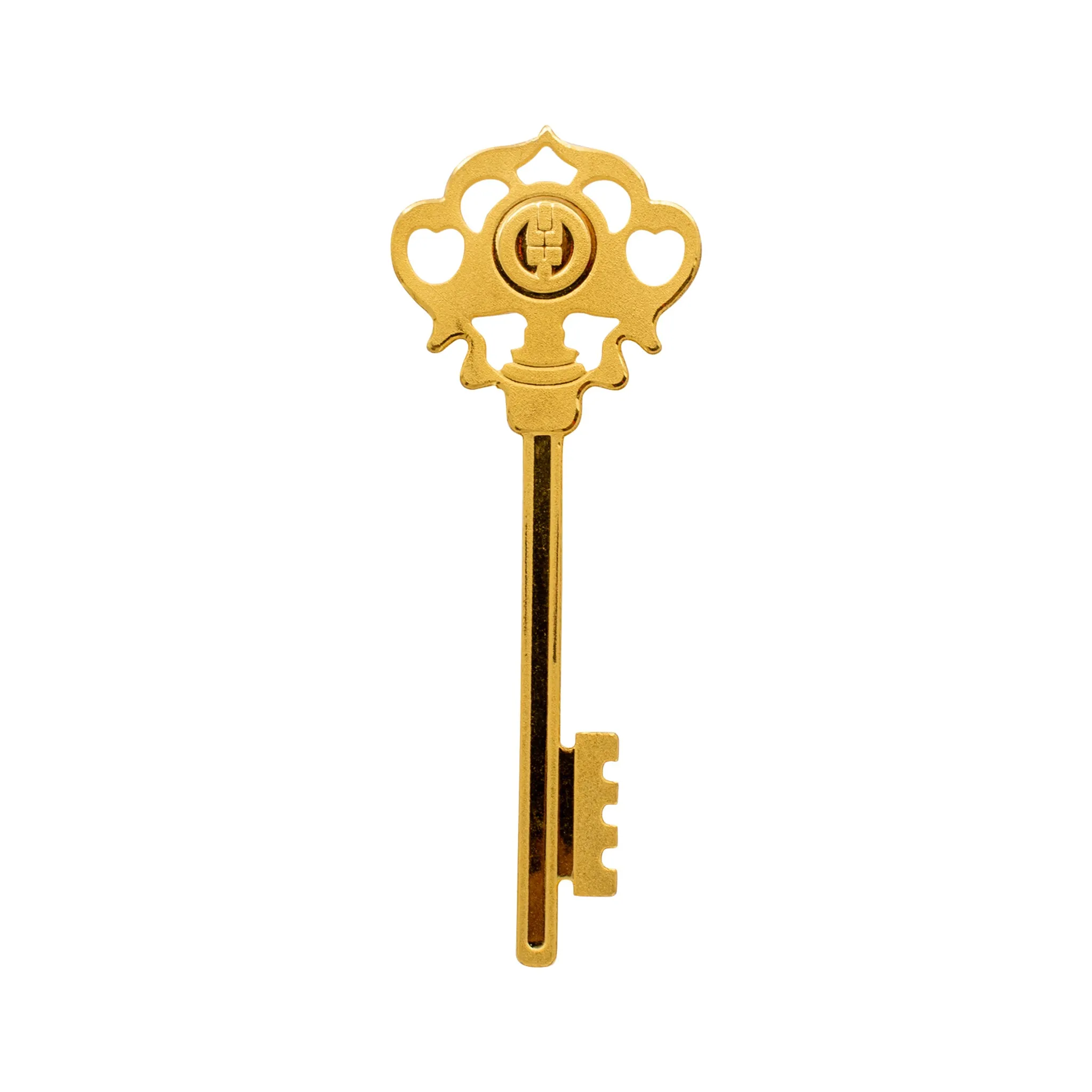 24K Yellow Gold Vintage Style Key Pendant