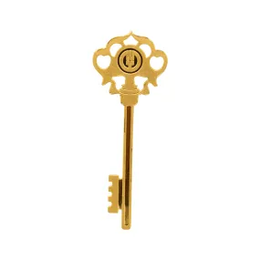 24K Yellow Gold Vintage Style Key Pendant