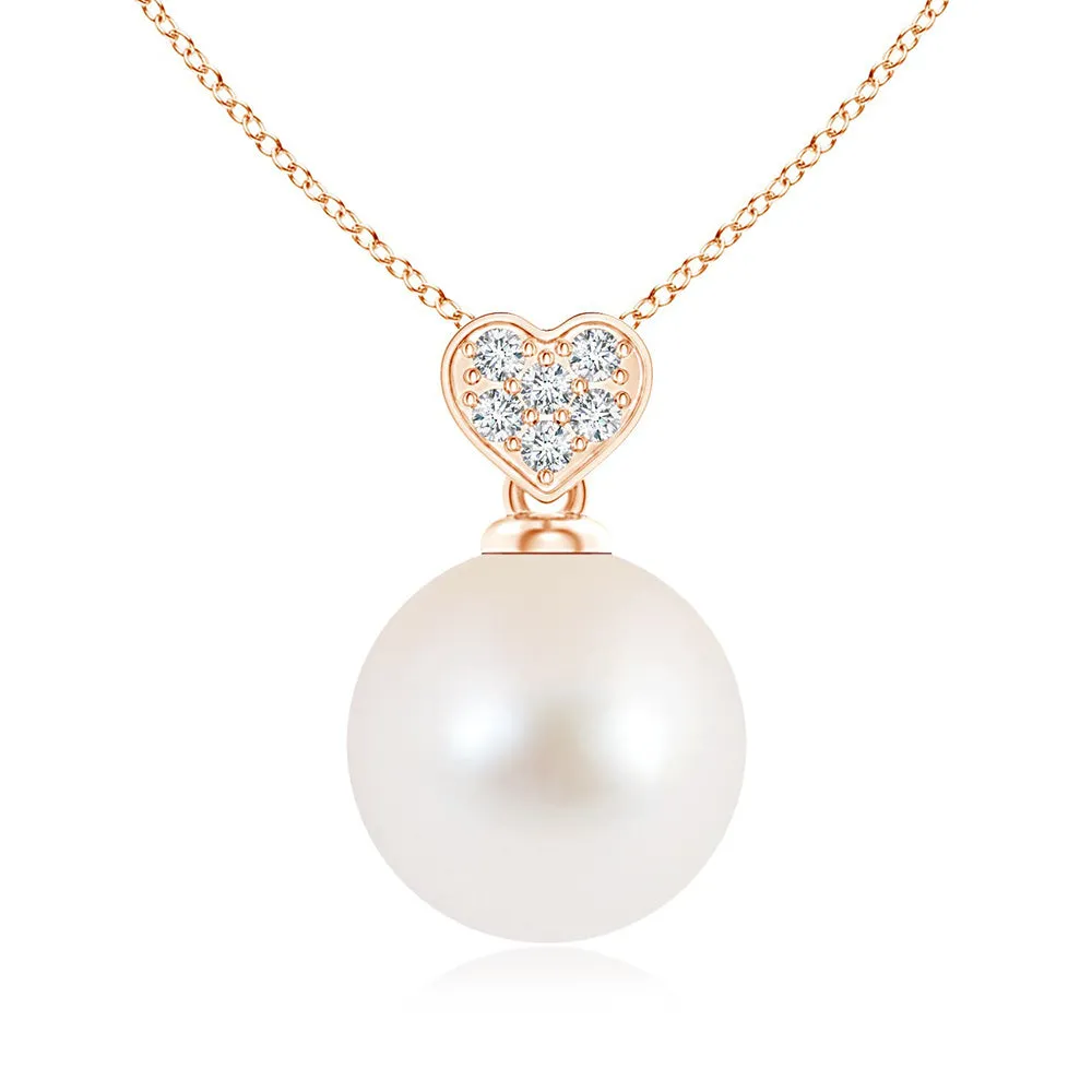 8mm Freshwater Cultured Pearl Pendant with Heart-Shaped Bale