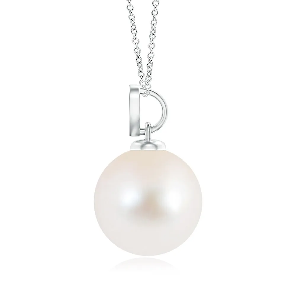 8mm Freshwater Cultured Pearl Pendant with Heart-Shaped Bale