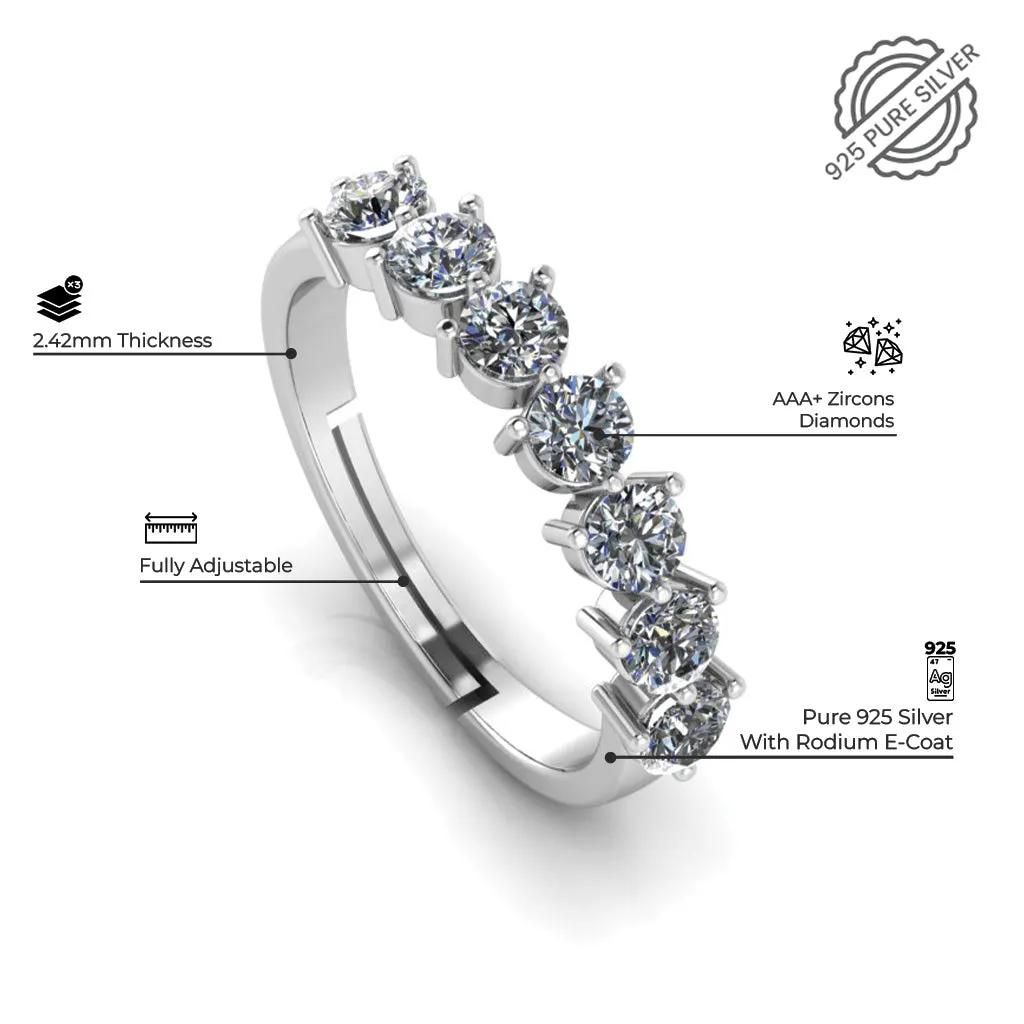 925 Pure Starling Silver Diamond Studded Minimal and Classy Status Special Couple's Ring