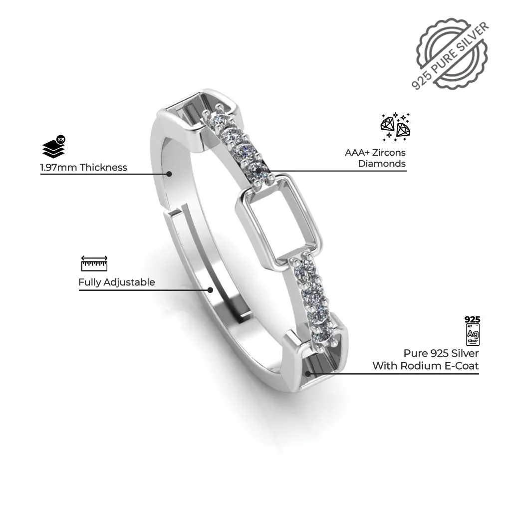 925 Pure Starling Silver Minimal Zircon Diamond and Classy Status Special Couple's Ring