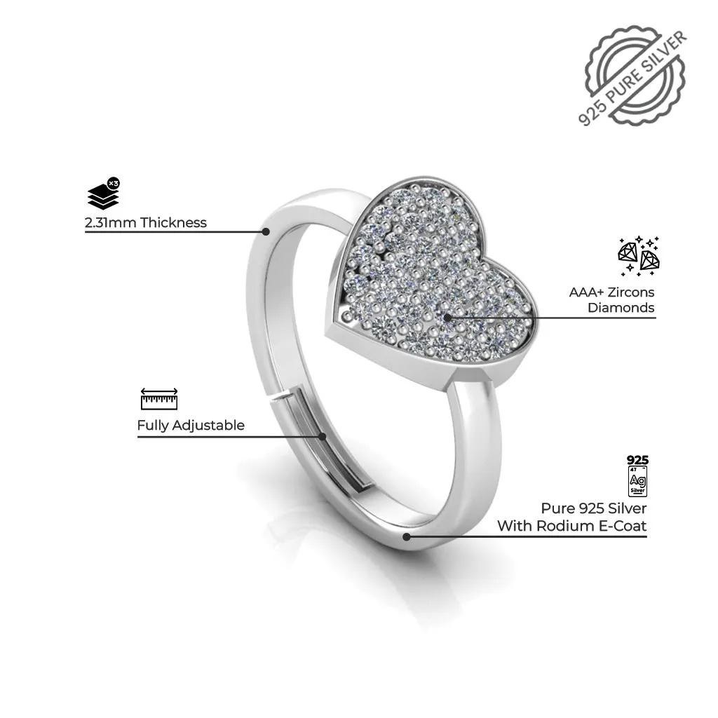 925 Pure Starling Silver Trendor Heart Decor Special Classy Status Special Couple's Ring