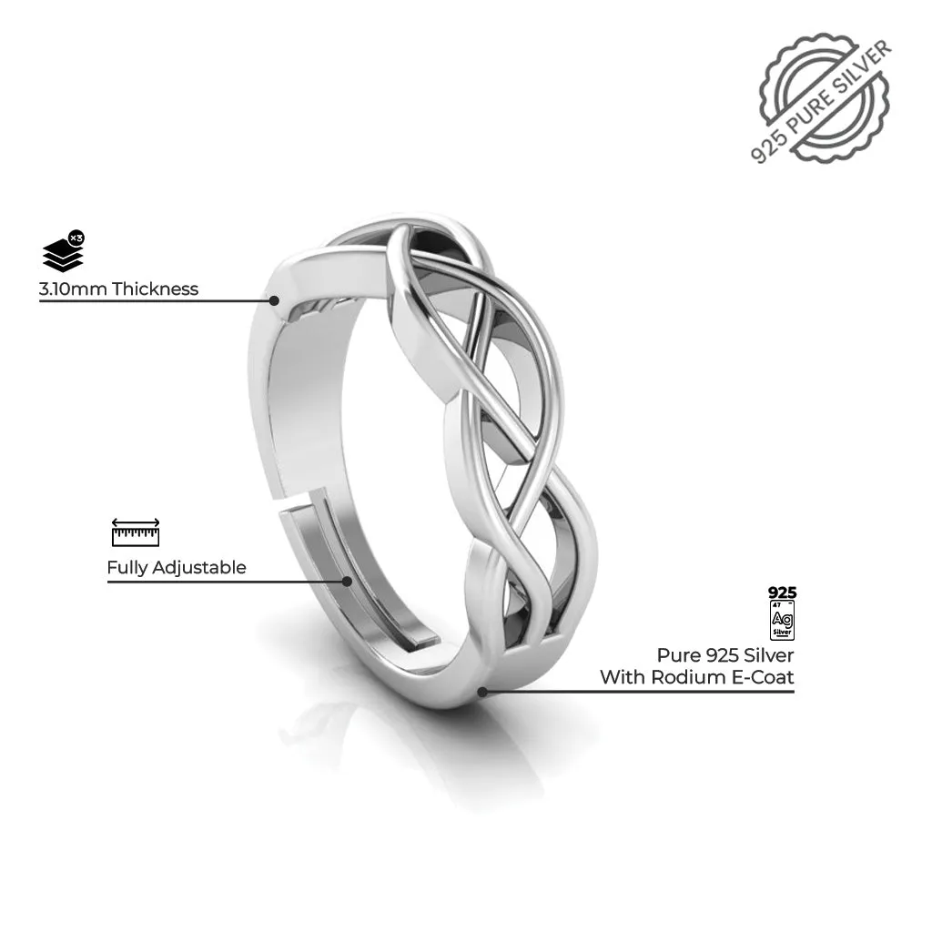 925 Sterling Silver Cubic Zircon and Celtic Knot Couple's Ring