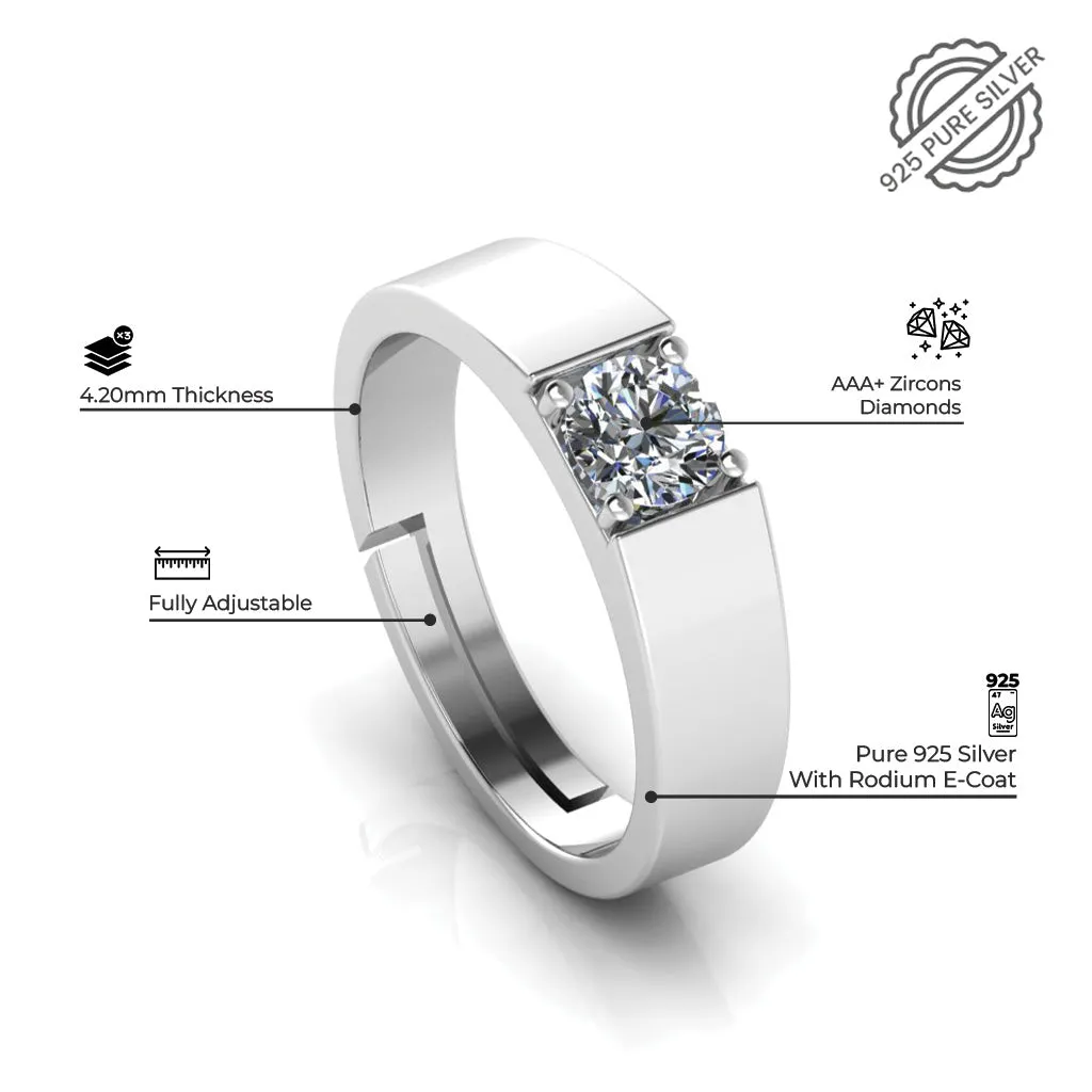 925 Sterling Silver Solitaire Trendor Heart Decor Special Couple's Ring