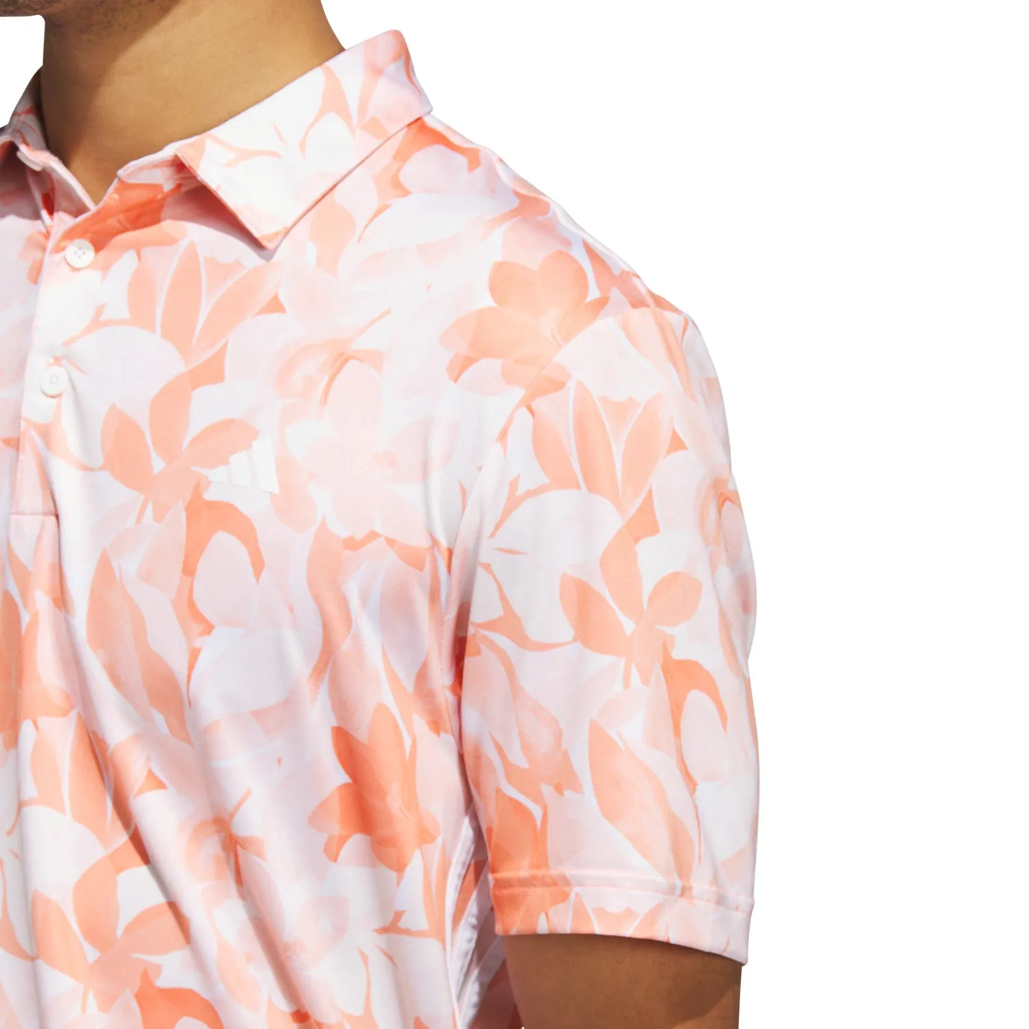 adidas Golf Floral Polo - Coral Fusion/Pantone/White