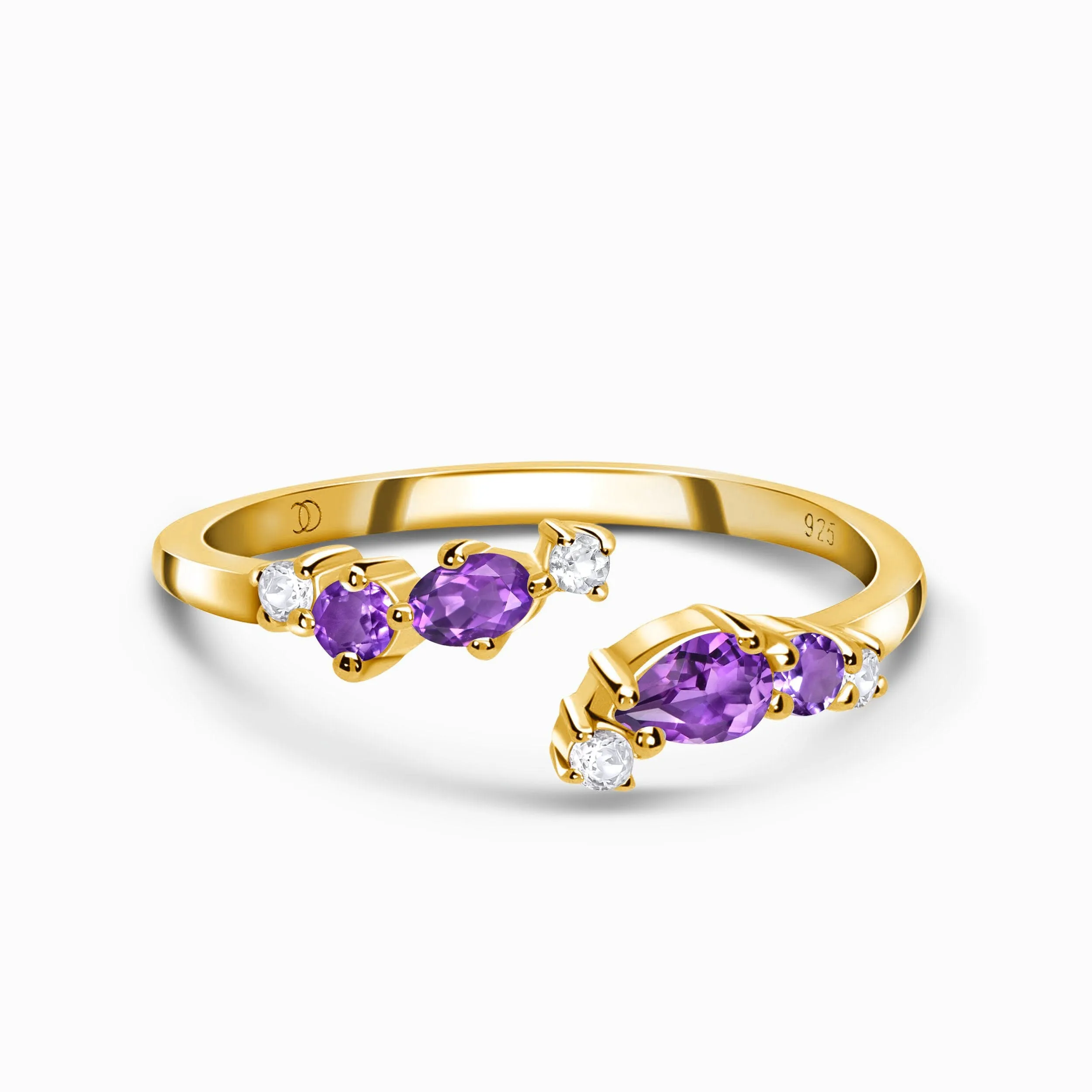 Adjustable Amethyst Ring Flourish - February Birthstone