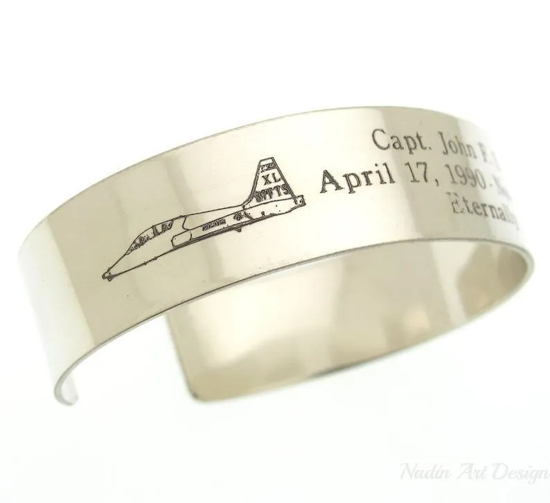 Air Force gift - Personalized Mens Cuff Bracelet