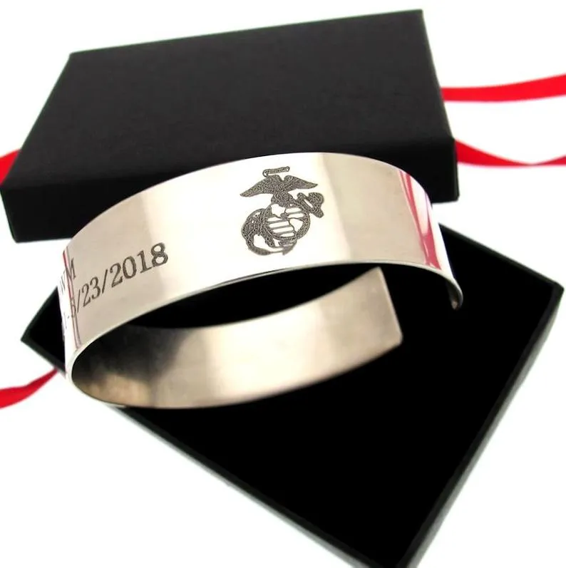 Air Force gift - Personalized Mens Cuff Bracelet