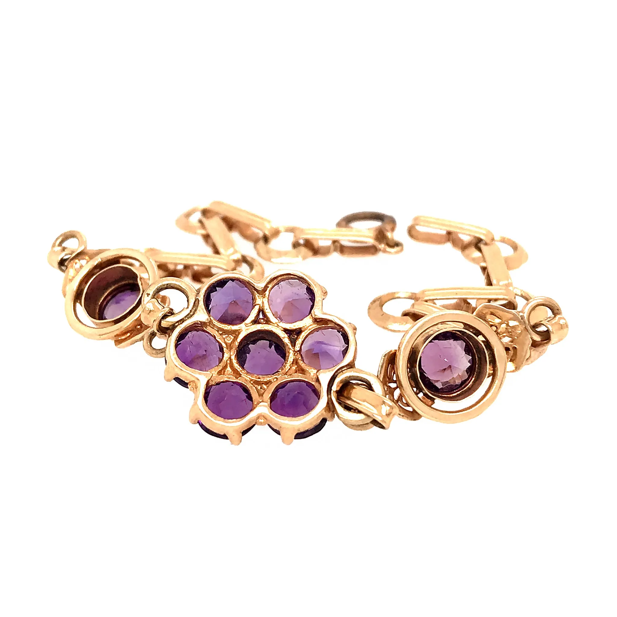 Amethyst Flower Bracelet in 14k Gold