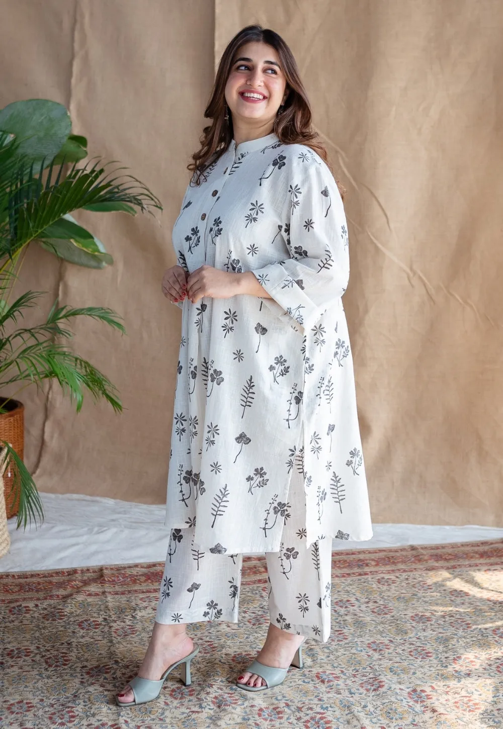 Ayaat Dabu Slub Cotton Co-ord Set (Set of 2)