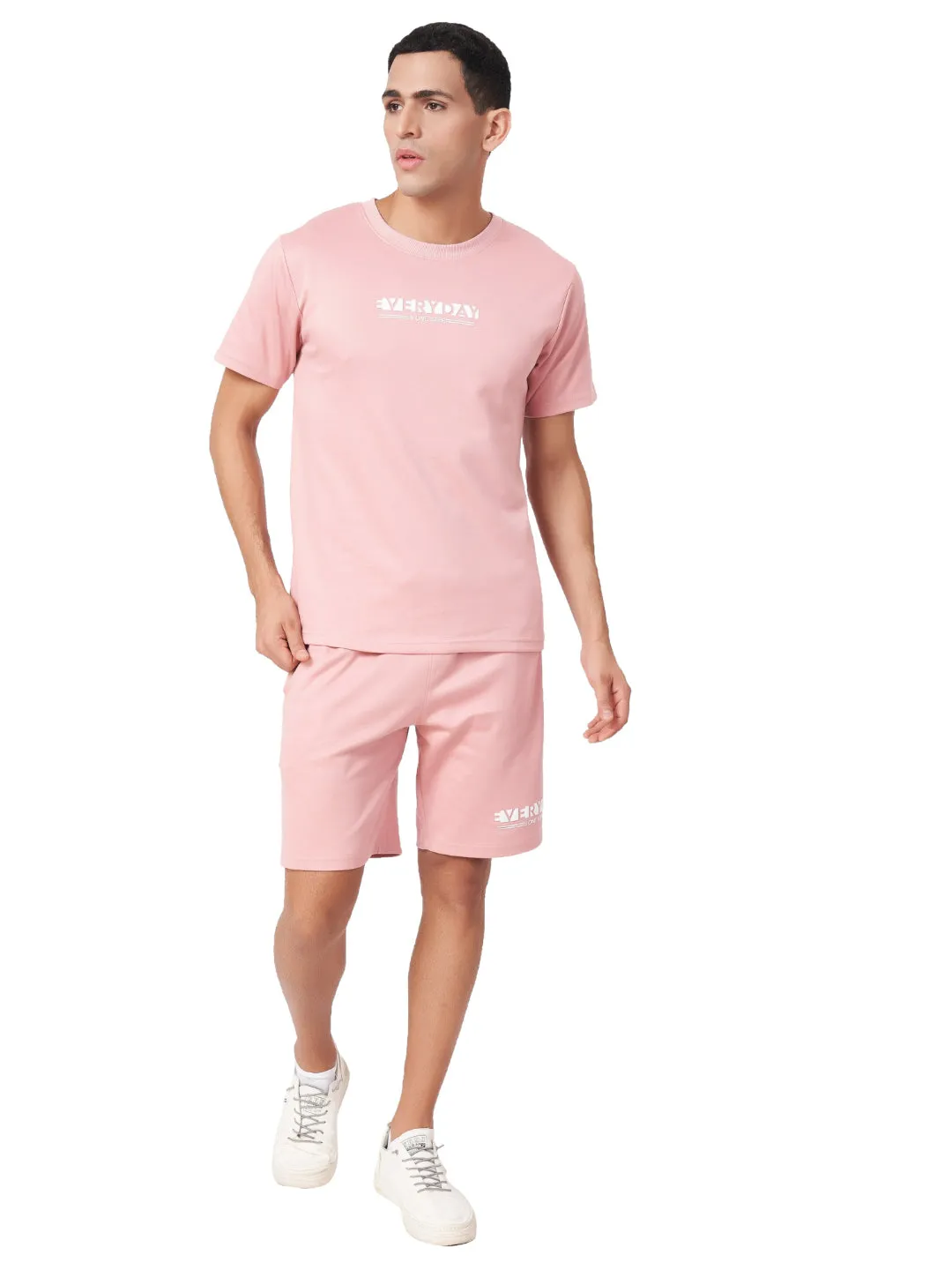 Baby Pink T-shirt And Shorts Co-Ord Set