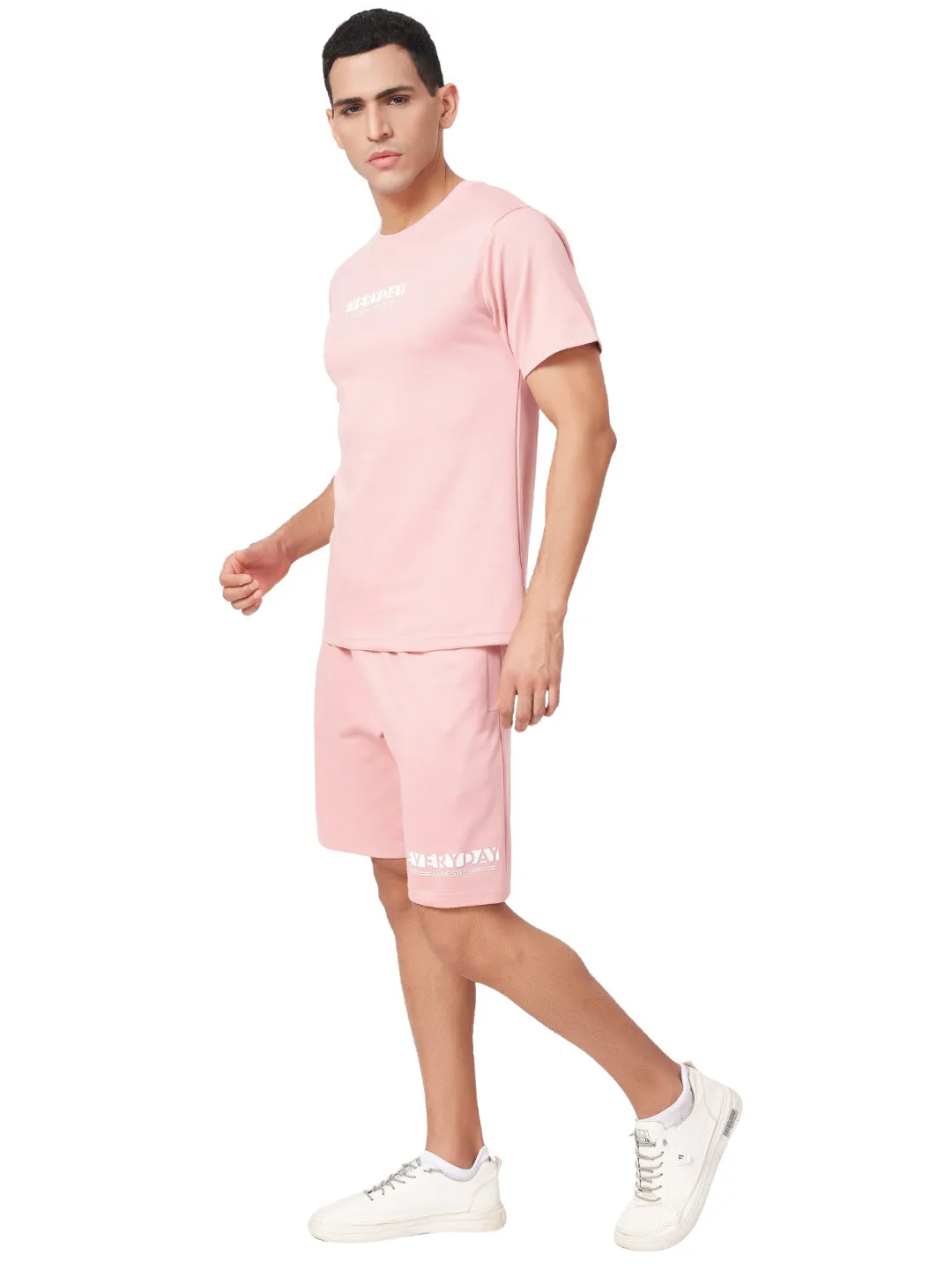 Baby Pink T-shirt And Shorts Co-Ord Set