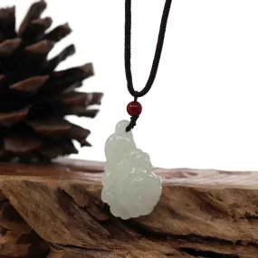 Baikalla Genuine White Nephrite Jade BaiCai (Lucky Cabbage) Pendant Necklace