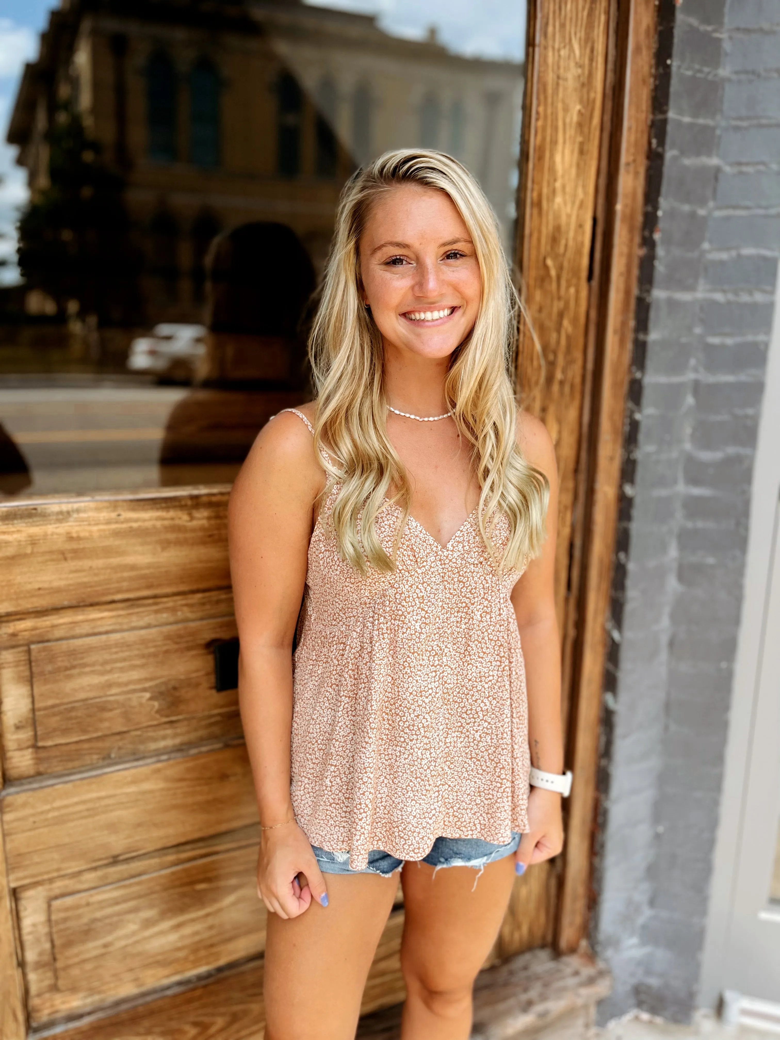 Beautiful Blooms Tan Top