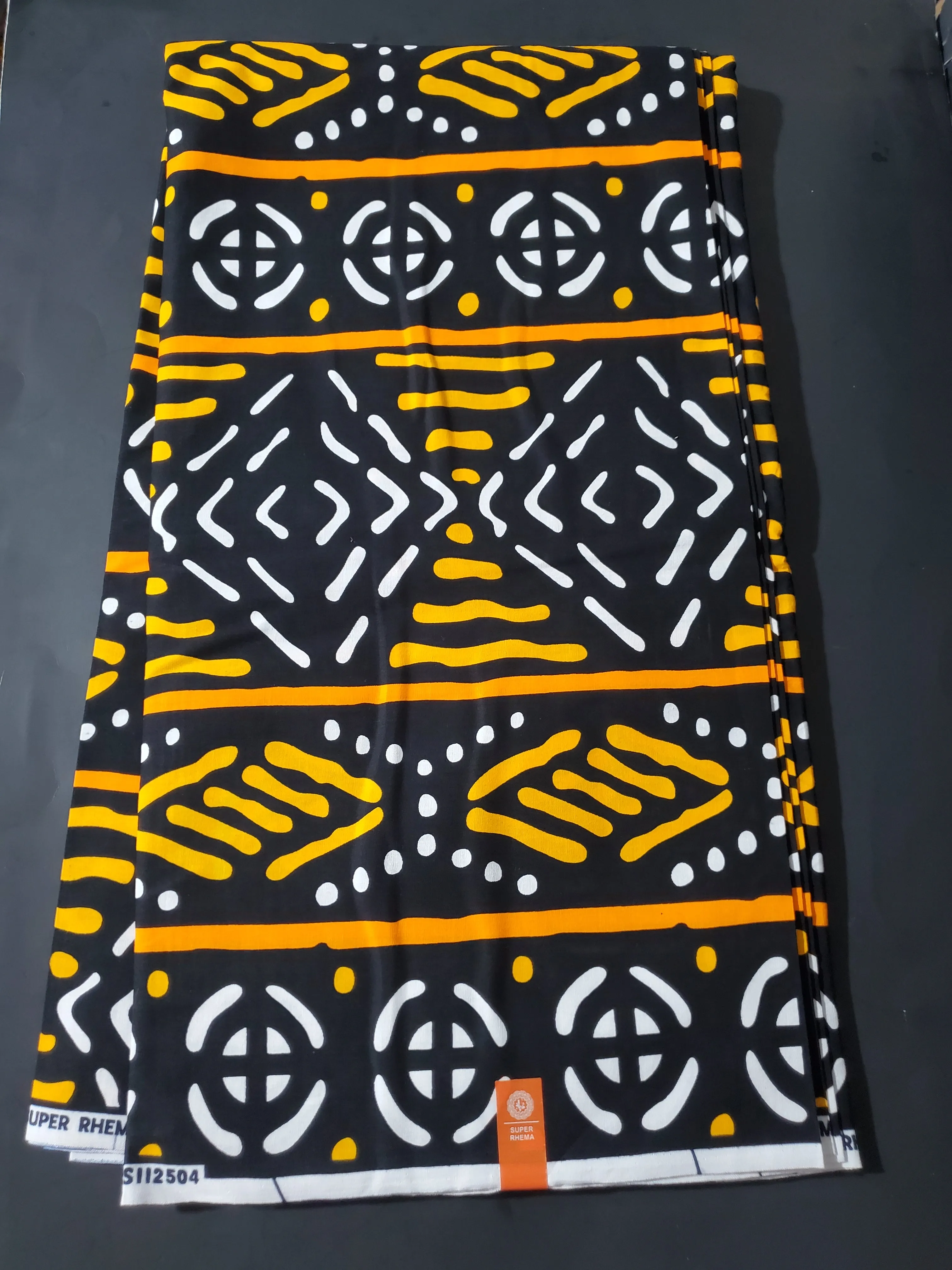 Black, Yellow and White Multicolor African Ankara Fabric