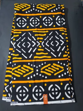 Black, Yellow and White Multicolor African Ankara Fabric