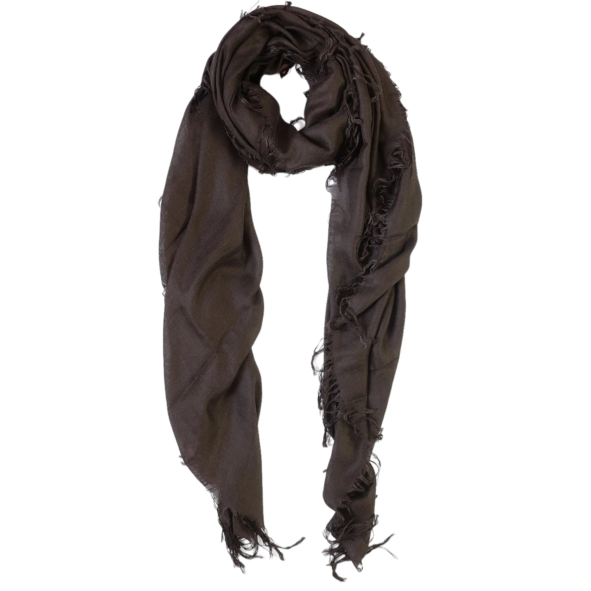 Blue Pacific Tissue Solid Modal and Cashmere Scarf Shawl in Espresso Brown