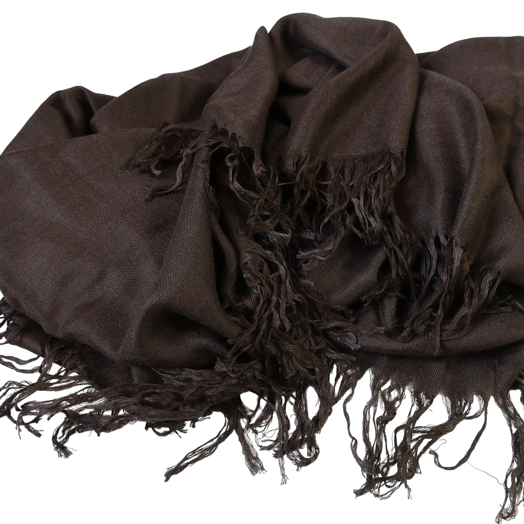 Blue Pacific Tissue Solid Modal and Cashmere Scarf Shawl in Espresso Brown