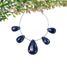 BLUE SAPPHIRE Gemstone Loose Beads : 71.15cts Natural Untreated Sapphire Plain Almond Beads 15*9mm - 25*15mm