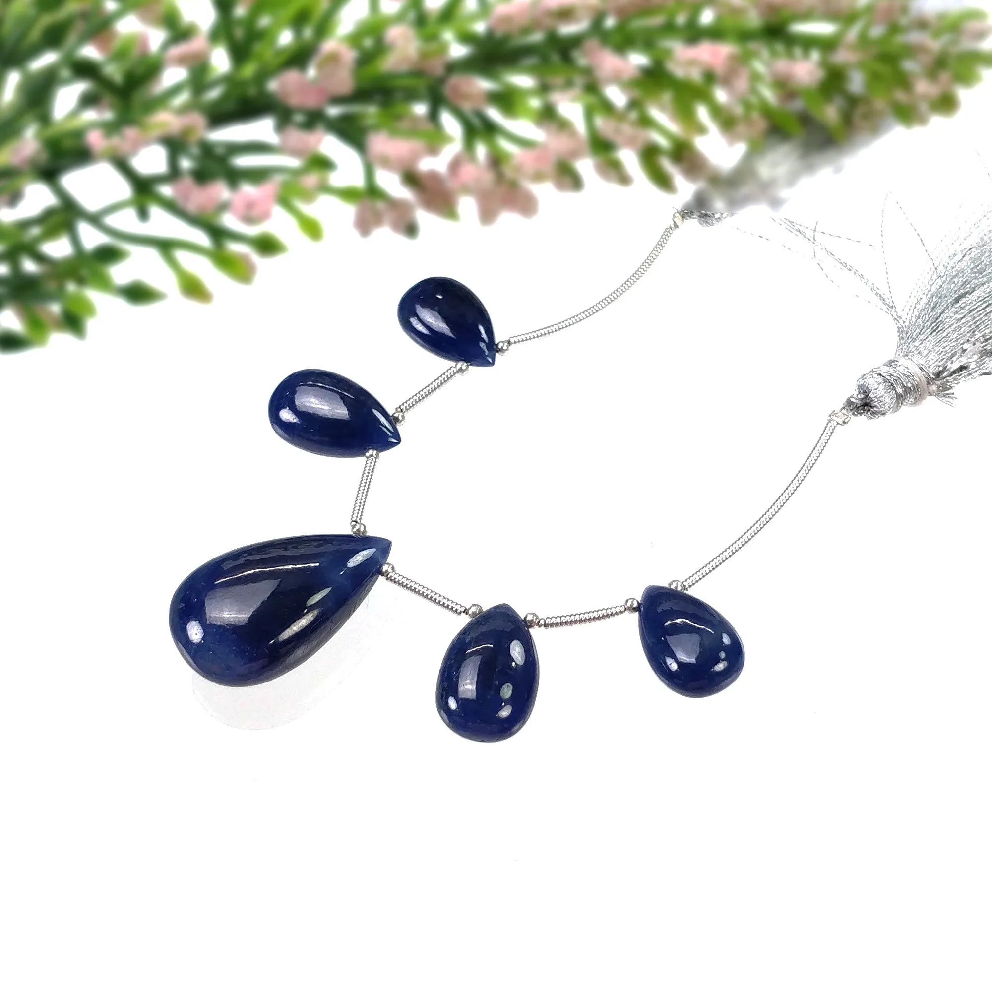 BLUE SAPPHIRE Gemstone Loose Beads : 71.15cts Natural Untreated Sapphire Plain Almond Beads 15*9mm - 25*15mm