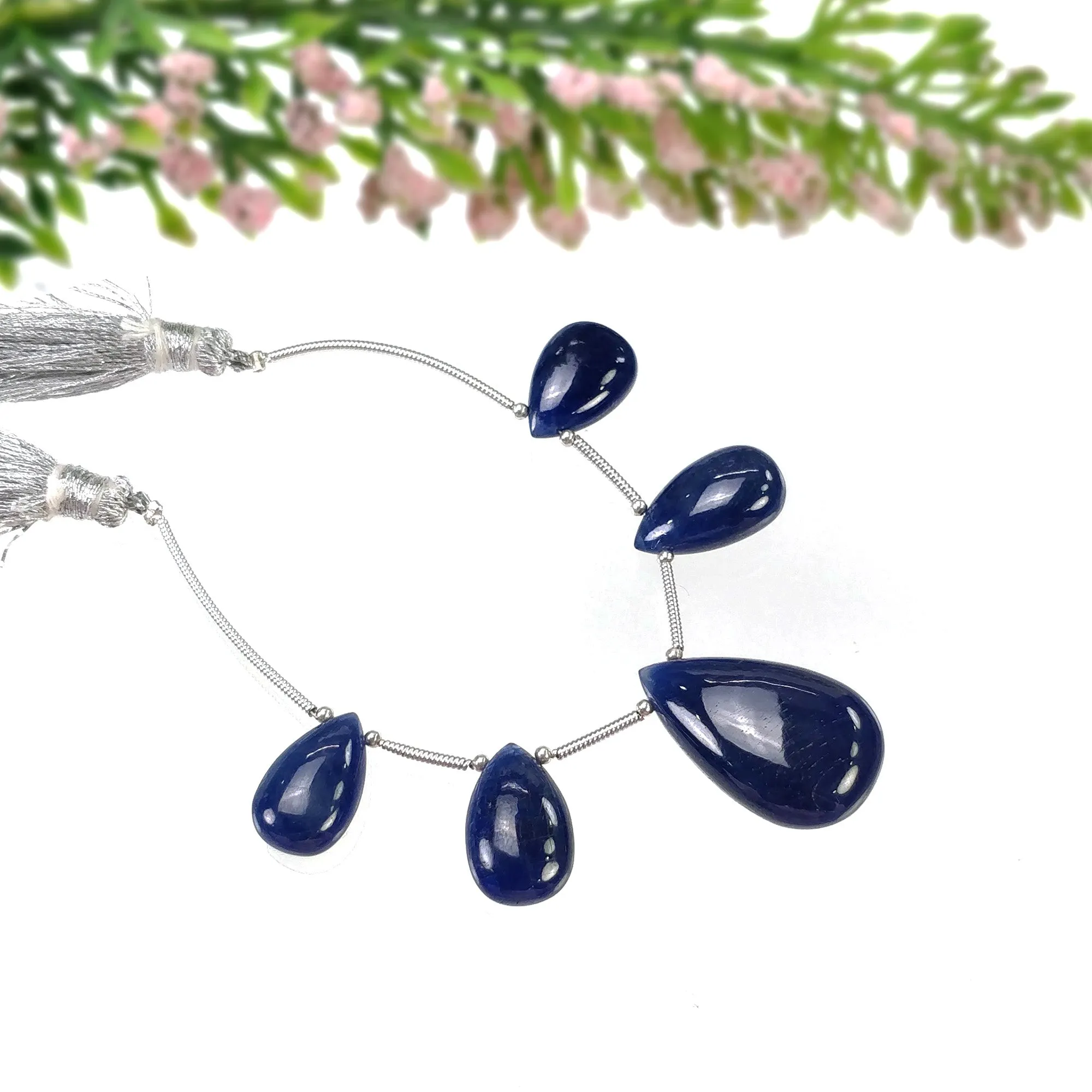 BLUE SAPPHIRE Gemstone Loose Beads : 71.15cts Natural Untreated Sapphire Plain Almond Beads 15*9mm - 25*15mm