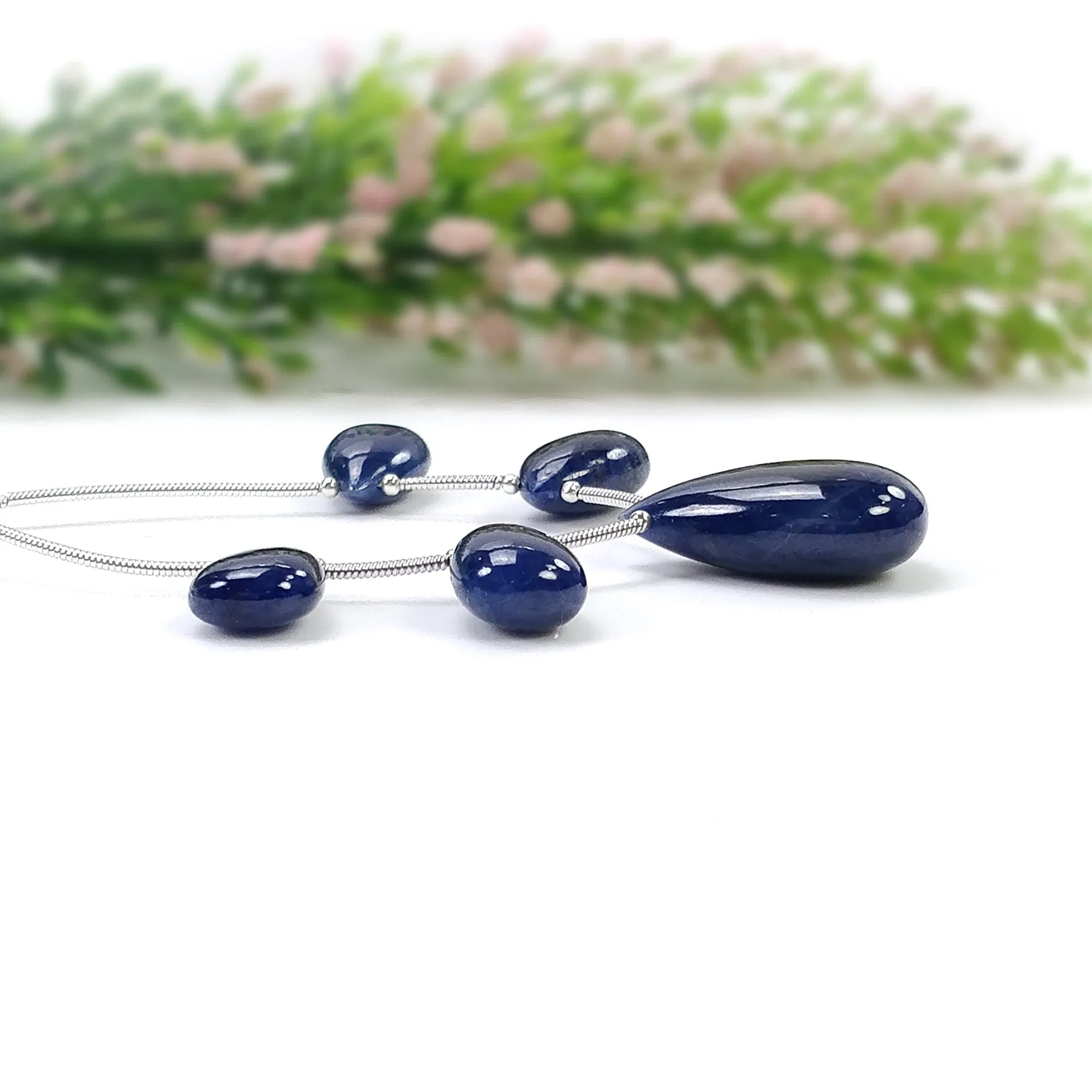 BLUE SAPPHIRE Gemstone Loose Beads : 71.15cts Natural Untreated Sapphire Plain Almond Beads 15*9mm - 25*15mm