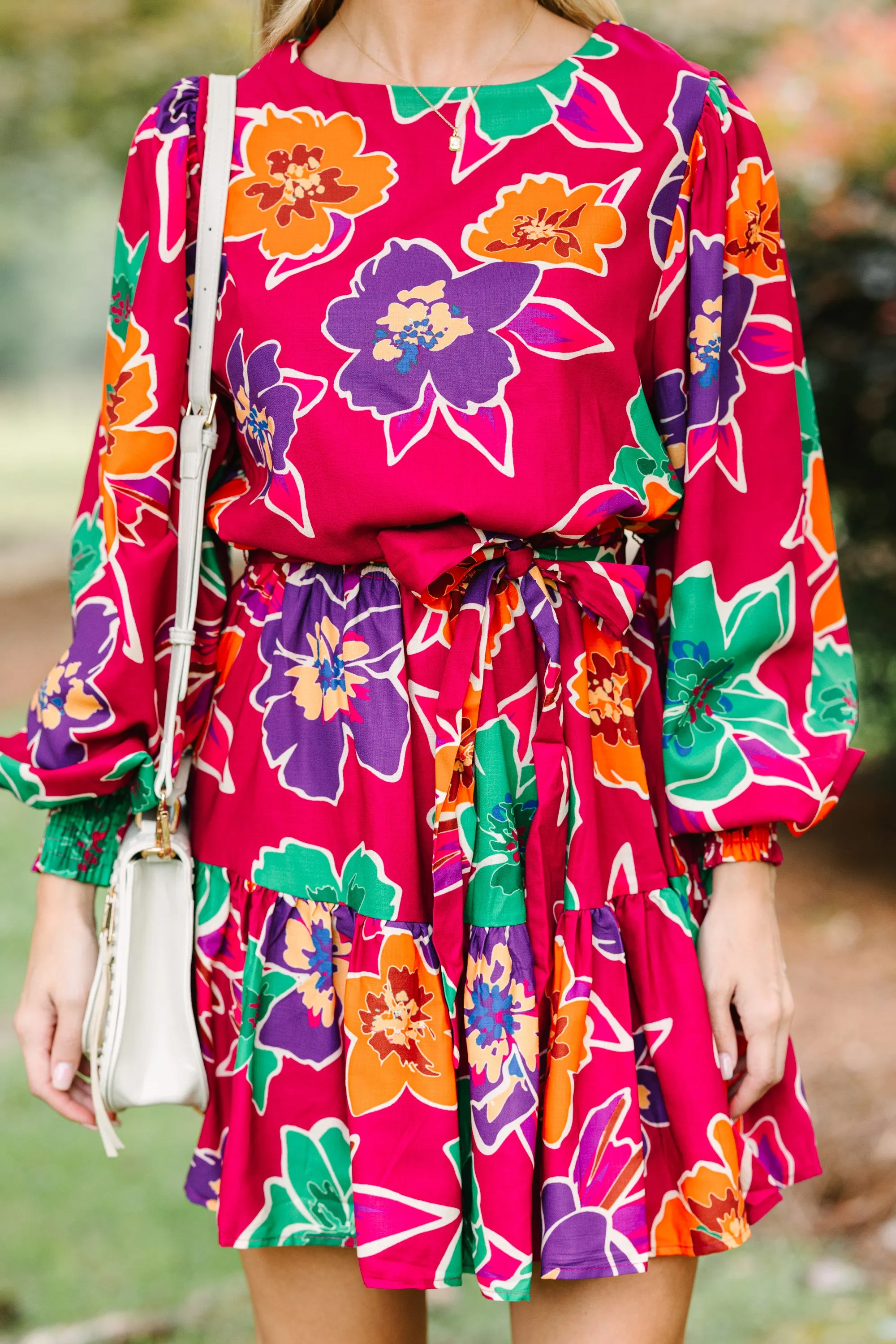 Boldly Be Magenta Pink Floral Dress