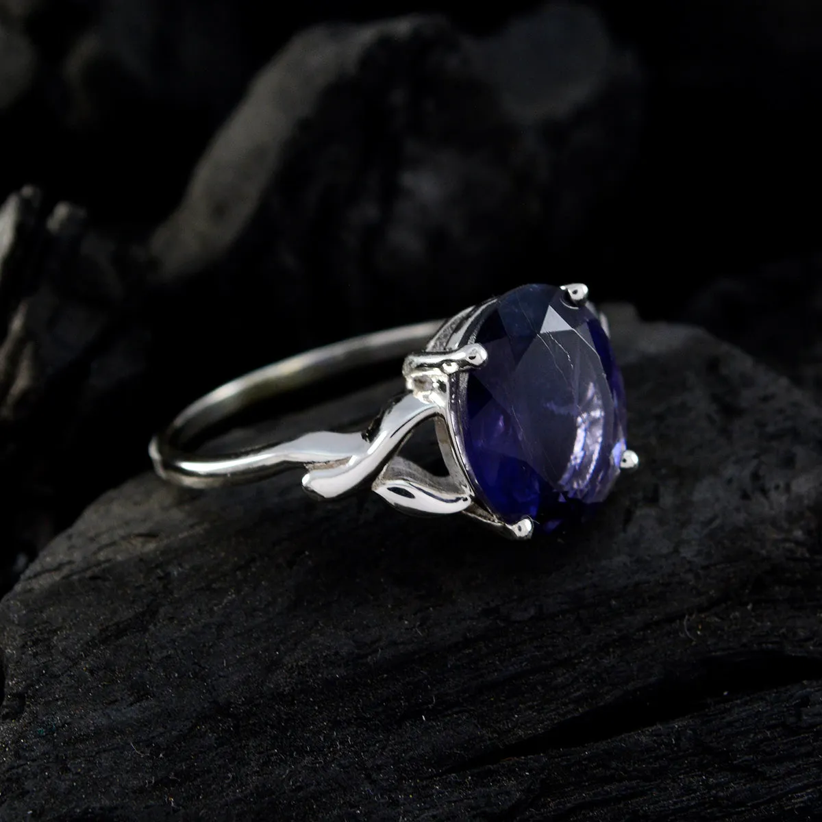 Bonnie Gemstone Iolite 925 Sterling Silver Ring Large Jewelry Armoire