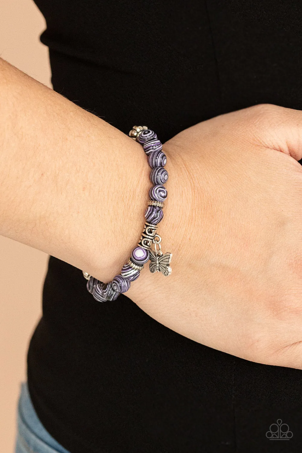 Butterfly Wishes - Purple Paparazzi Bracelet