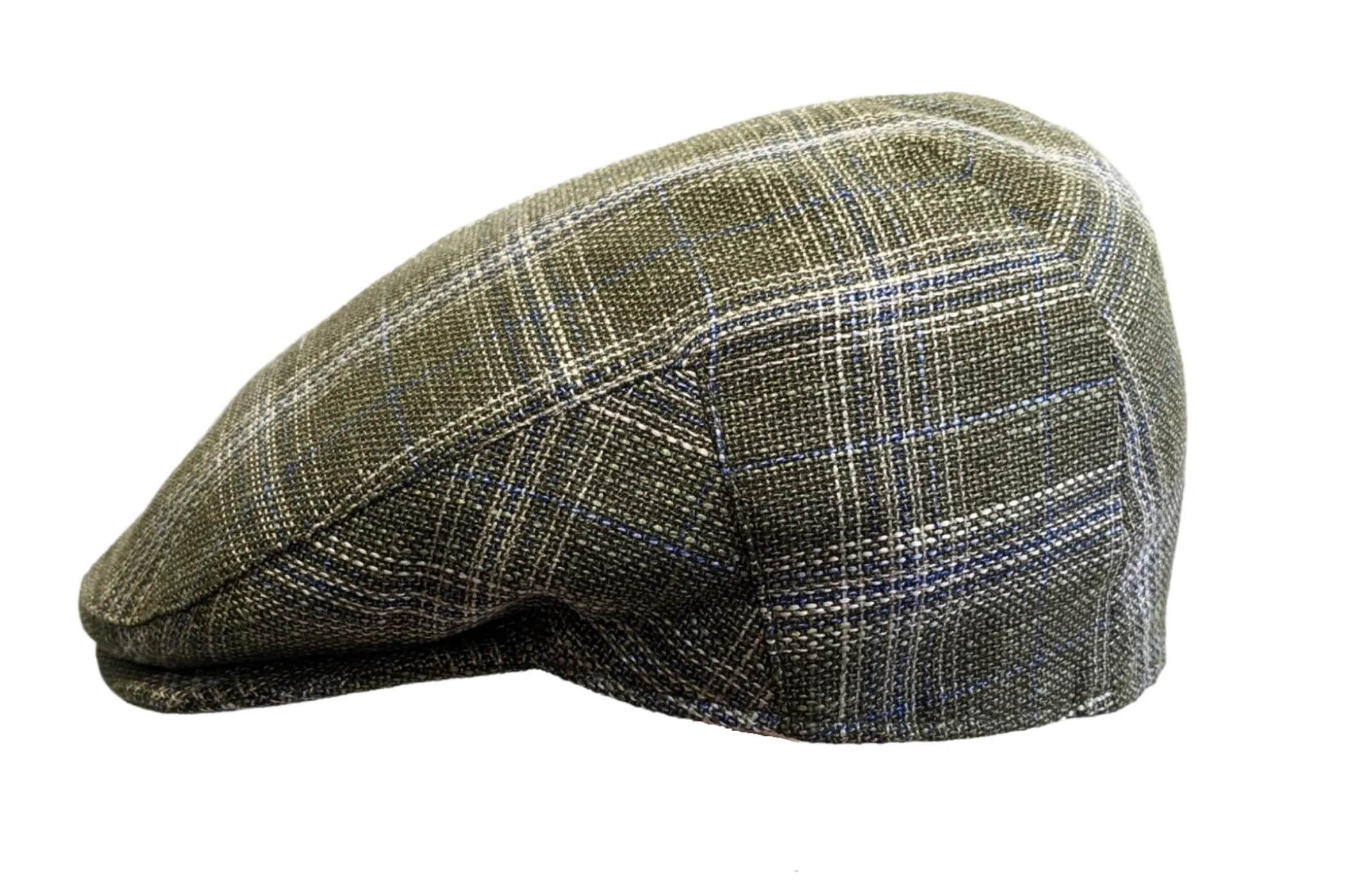 Cappellificio Biellese Wool/Silk Green flamed check flat cap