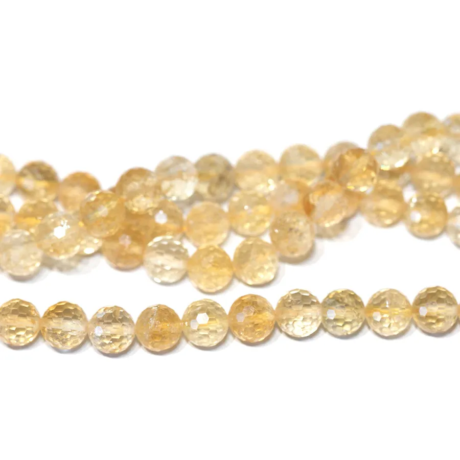 Citrine 8mm Faceted Round - 15-16 Inch