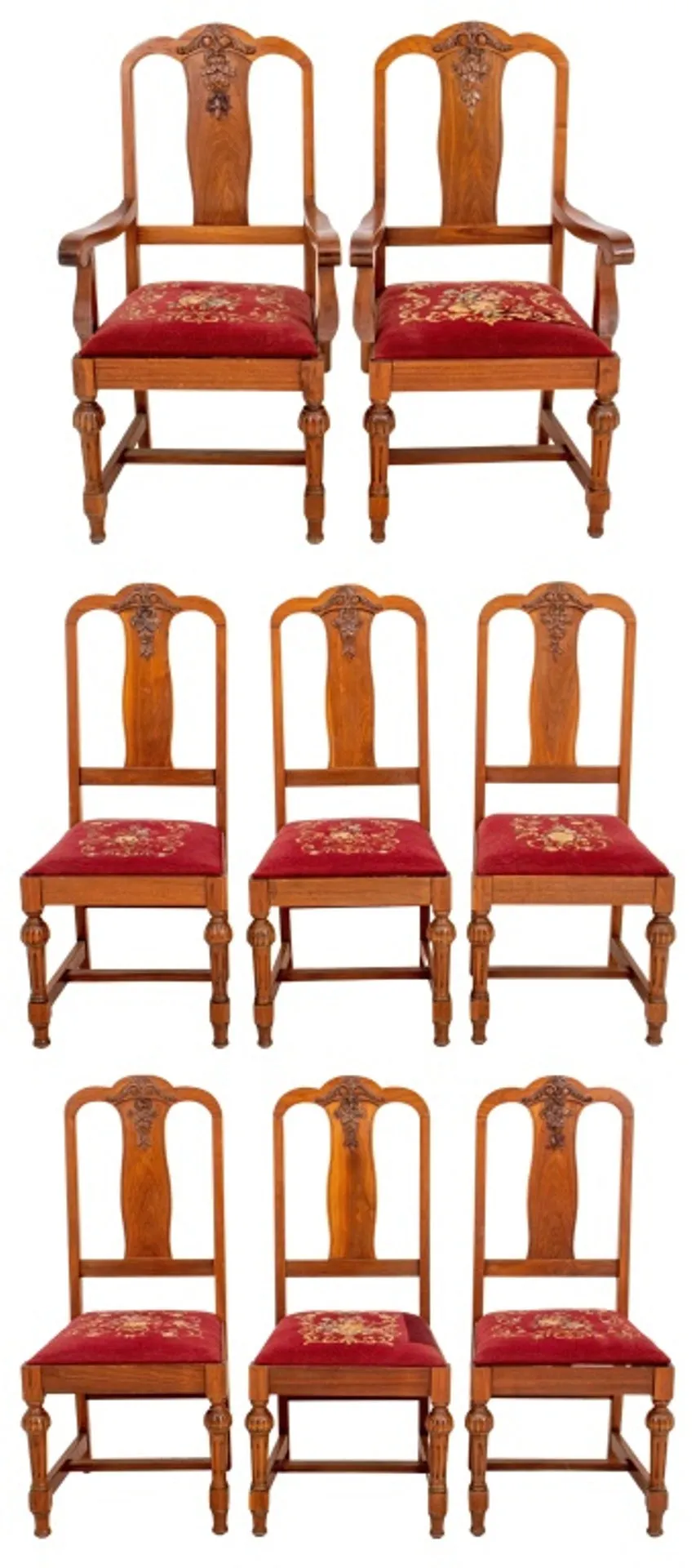 Colonial Revival Dining Chairs, Set of 8