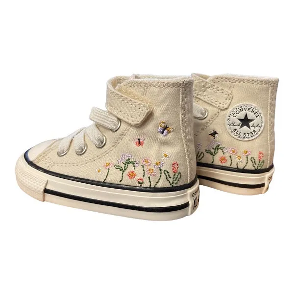 Converse girls' sneakers with floral pattern Chuck Taylor All Star Easy-On A01617C beige