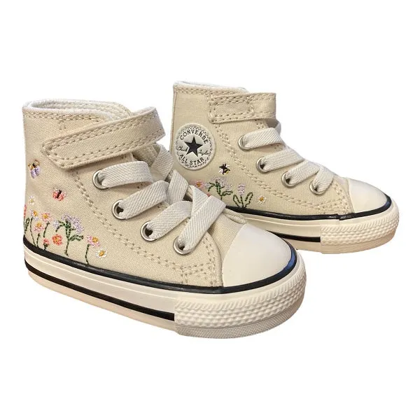 Converse girls' sneakers with floral pattern Chuck Taylor All Star Easy-On A01617C beige