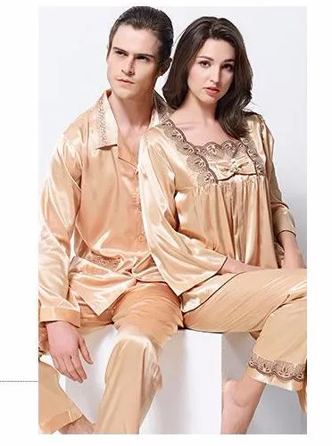 Couples Sexy Satin Silk Pajama Set with pants